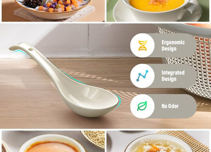 AOOSY Ceramic Asian Soup Spoons – Set of 6