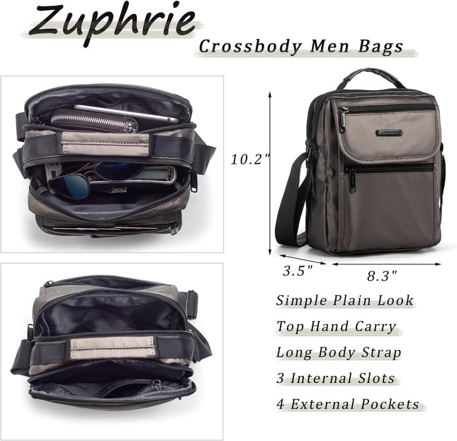Men's Waterproof Crossbody Messenger Bag with Multiple Pockets – Khaki
