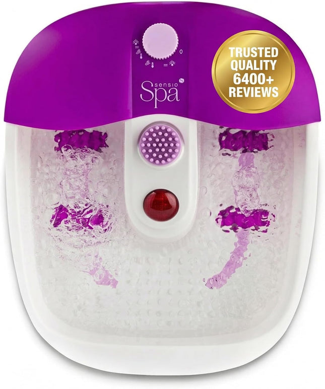 Sensio Spa Heated Foot Spa Massager with Bubbles, Red Light Therapy & Massage Rollers