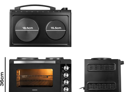 Daewoo 42L Mini Countertop Electric Cooker Oven & Grill with Hot Plates