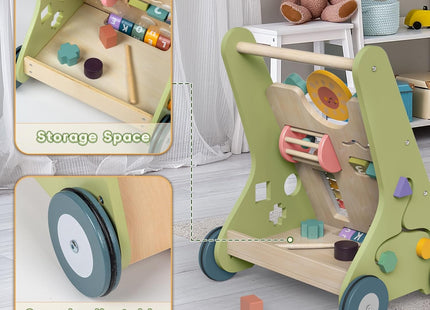 Bautia Wooden Baby Walker & Activity Centre – 10-in-1 Push Along Toy
