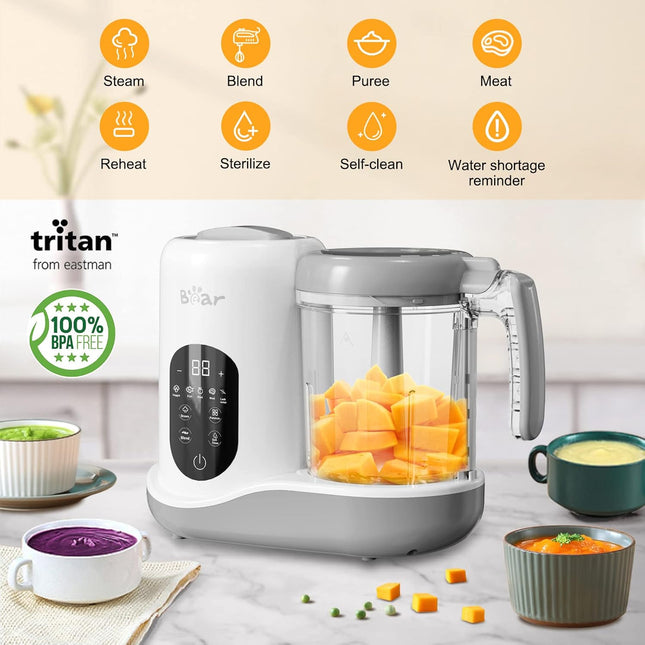 Bear One-Step Baby Food Maker & Steamer Blender – 400ml  (Beige)