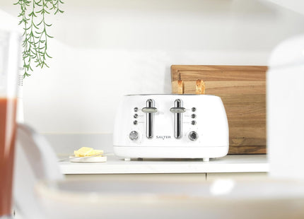 Salter Boston 4-Slice Toaster – Wide Slots, 6 Browning Levels, Ice White