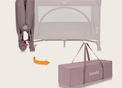Lionelo Laura 2-in-1 Travel Cot & Playpen – Adjustable Newborn Level, Mattress, Pink Nude