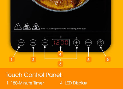 Abode AINDH1002 2000W Portable Induction Hob with Touch Control – Black