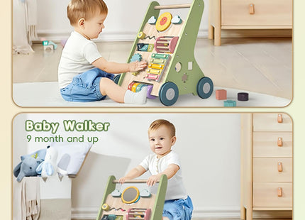 Bautia Wooden Baby Walker & Activity Centre – 10-in-1 Push Along Toy