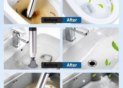 YUCHENGTECH High Pressure Toilet Unblocker Plunger Kit with 4 Heads