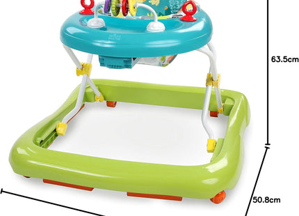 Bright Starts Giggling Safari Baby Walker – 3 Adjustable Heights, Safety Brakes & Easy-Fold Frame, 6 Months+