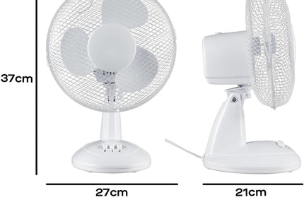 Daewoo 9 Inch Desk Fan with Oscillation & Adjustable Tilt 2 Speed Portable Table Fan White
