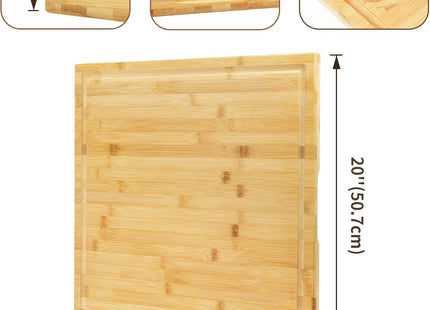 Utoplike Extra Large Bamboo Chopping Board 50.7cm – with Juice Groove & Handles
