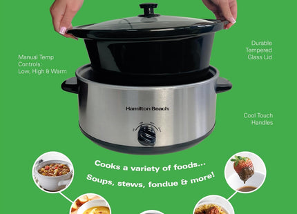 Hamilton Beach Family Favourite 6.5L Slow Cooker, 240W, HBSC070S – Silver