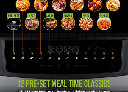 Tower T17088 Vortx 9L Dual Basket Air Fryer with Smart Finish & Match Cook – 2600W Black