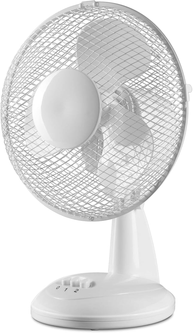 Daewoo 9 Inch Desk Fan with Oscillation & Adjustable Tilt 2 Speed Portable Table Fan White