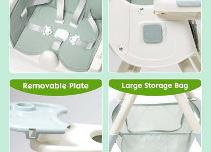 Nukdey 5-in-1 Convertible Baby High Chair Green – Folding Adjustable Feeding Chair