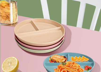 CSYY 4pc 9 Inch Divided Portion Control Dinner Plates – Multicolour