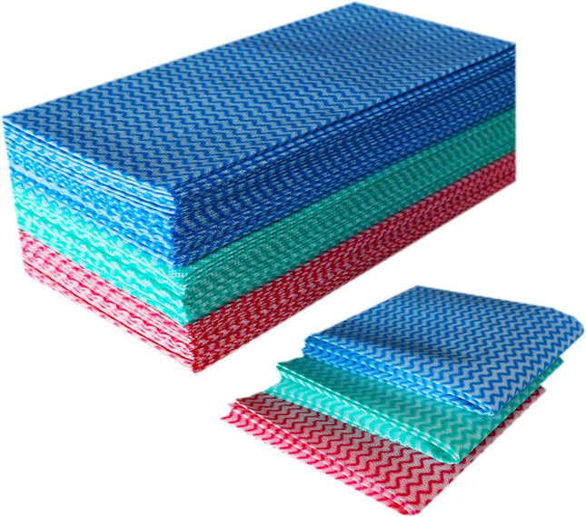 SUZZYVINE Reusable Cleaning Cloths – 60 Pack Multi-Purpose Handi Wipes, Quick-Dry, Lint-Free, Machine Washable Dish Towels (3 Colours)