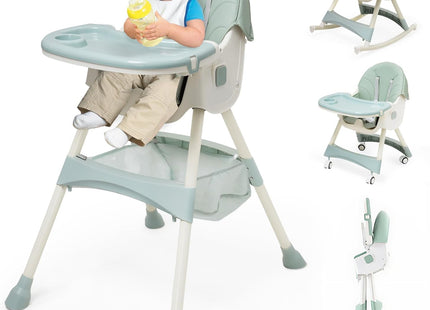 Nukdey 5-in-1 Convertible Baby High Chair Green – Folding Adjustable Feeding Chair