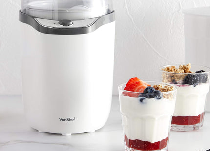 VonShef Yoghurt Maker Machine 1.8L – Natural & Greek Yogurt with Strainer