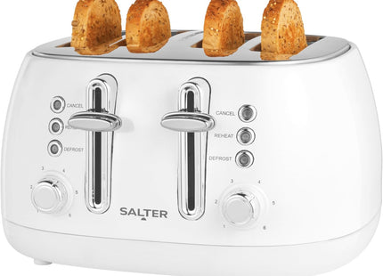 Salter Boston 4-Slice Toaster – Wide Slots, 6 Browning Levels, Ice White