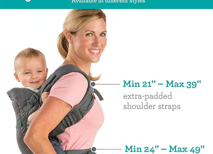 Infantino Flip Advanced 4-in-1 Baby Carrier Grey – Front & Back Carrier with Bib