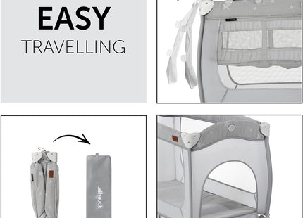 Hauck Sleep N Play Center Travel Cot Set 120 x 60cm – with Changing Mat, Stars