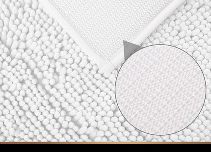 MAYSHINE Chenille Bath Mat 60 x 100cm – Soft Non-Slip Absorbent Bathroom Rug White