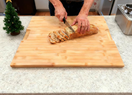Utoplike Extra Large Bamboo Chopping Board 50.7cm – with Juice Groove & Handles