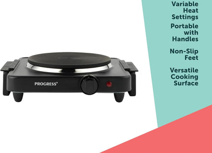 Progress Single Electric Hot Plate – Portable Tabletop Cooker, 1500W - Used
