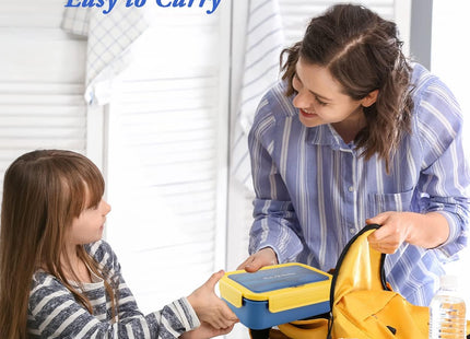 BIBURY 1.4L 3 Compartment Leakproof Bento Lunch Box – Yellow Blue