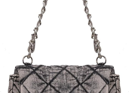 Women's Retro Quilted Denim Shoulder & Crossbody Bag GNSB0008 – Black