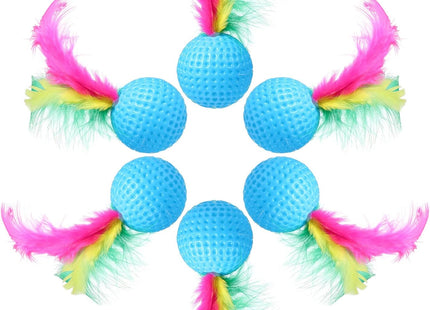 POPETPOP Feather Cat Ball Toy Set – 24 Pack Interactive Kitten Toys