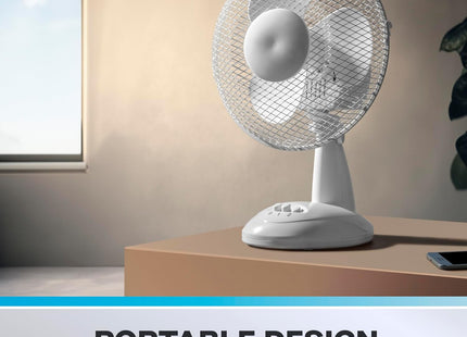Daewoo 9 Inch Desk Fan with Oscillation & Adjustable Tilt 2 Speed Portable Table Fan White