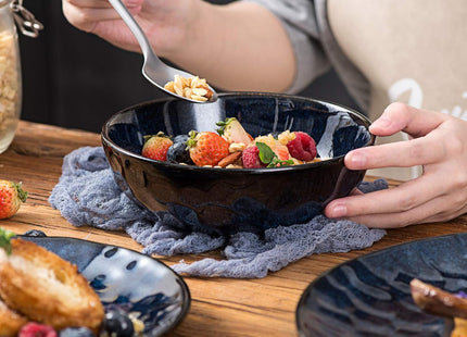 Vicrays 6 Piece Ceramic Bowl Set 940ml – Starry Blue Large Soup, Cereal & Pasta Bowls