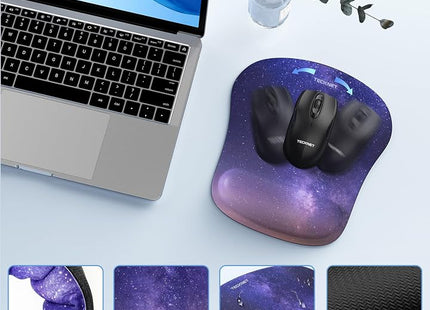 TECKNET Memory Foam Wrist Rest Set – Keyboard & Mouse Support Pad Starry Sky