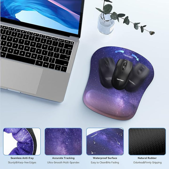 TECKNET Memory Foam Wrist Rest Set – Keyboard & Mouse Support Pad Starry Sky