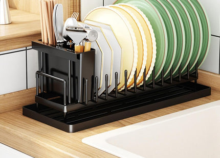 Compact Dish Drying Rack with Drainboard – Rustproof Kitchen Counter Dish Drainer