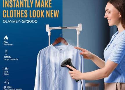 OLAYMEY 1800W Handheld Clothes Steamer 25g/min Portable Garment Steamer