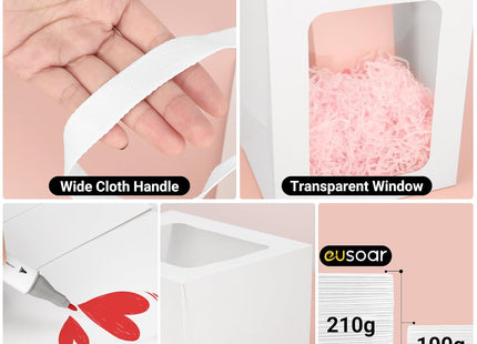 EUSOAR White Gift Bags with Clear Window 18 x 13 x 25cm – 10 Pack