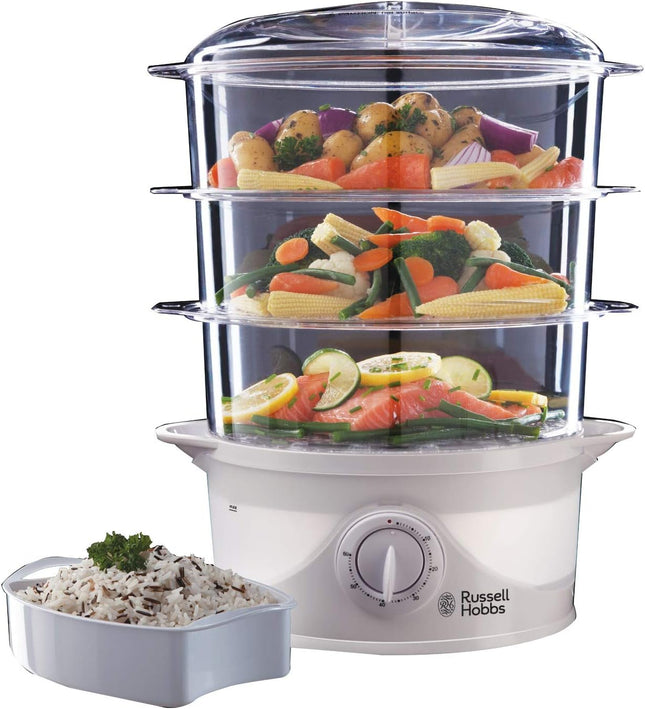 Russell Hobbs 21140 3 Tier Electric Food Steamer 9L 800W White