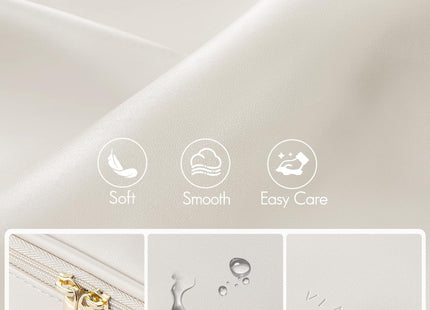 VLANDO Large Travel Makeup Bag with Brush Compartment – Apricot White