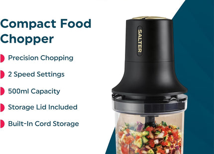 Salter Alchemy Food Chopper – 500ml, 2 Speeds, Compact 260W