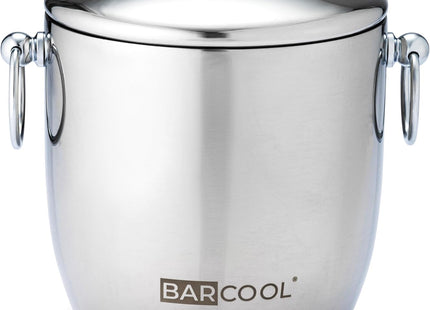 Barcool 3L Double-Walled Stainless Steel Ice Bucket with Lid & Tongs
