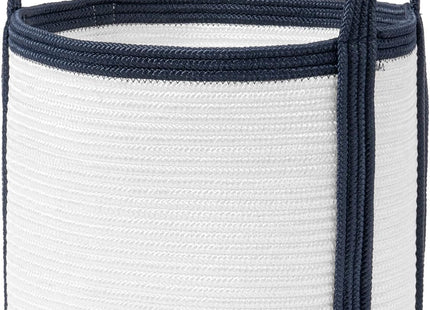 La Jolíe Muse 40L Woven Storage Basket – Round Laundry Basket with Handles Pearl Blue