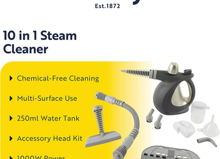 Beldray BEL0701TT 10-in-1 Handheld Steam Cleaner 1000W Multi Surface Cleaner Grey