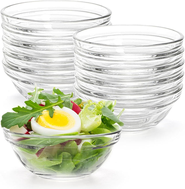 Lawei 12 Pack Mini Glass Bowls 145ml – Stackable Dessert & Prep Bowls 9cm
