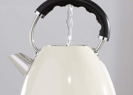 Daewoo Kensington 1.7L Pyramid Kettle – 3000W Stainless Steel Electric Kettle, Cream