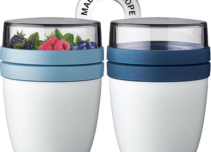 Crystalia To Go 650ml Muesli & Yoghurt Cups with Spoons – 2 Pack