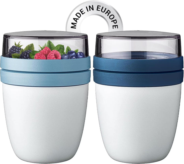 Crystalia To Go 650ml Muesli & Yoghurt Cups with Spoons – 2 Pack