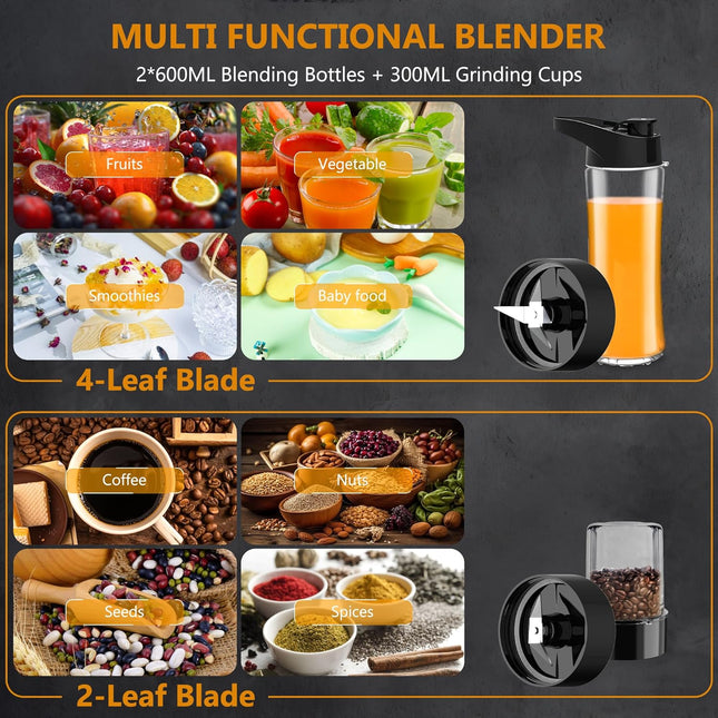 Kitcanis 800W 3-in-1 Smoothie Blender – Portable Mixer with Speeds & Grinder