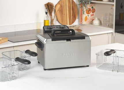 Salter 5L Deep Fat Fryer – 3000W Electric Fryer with Dual Baskets, Stainless Steel, EK6266